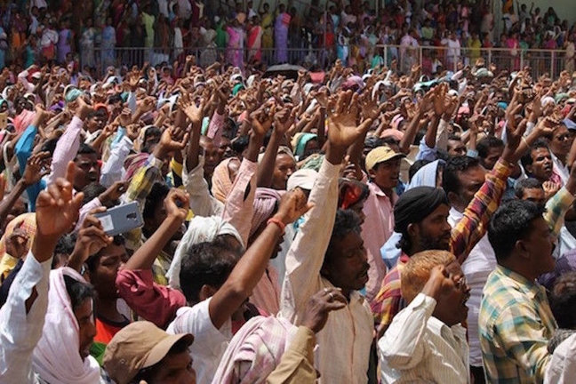 Protest of members of indigenous religions in the town of Gumla, India.