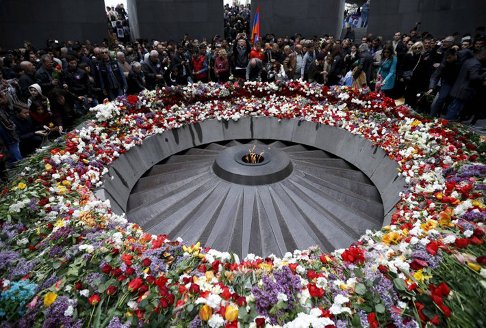 Ceremony to mark the centenary April 24, 201, of the mass killing of Armenians by Ottoman Turks in Armenia.