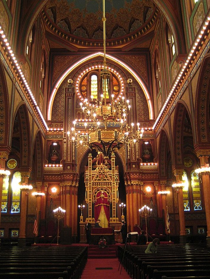 Isaac M. Wise Plum Street Temple, Cincinnati, Ohio, constructed, a national historic landmark constructed in 1866